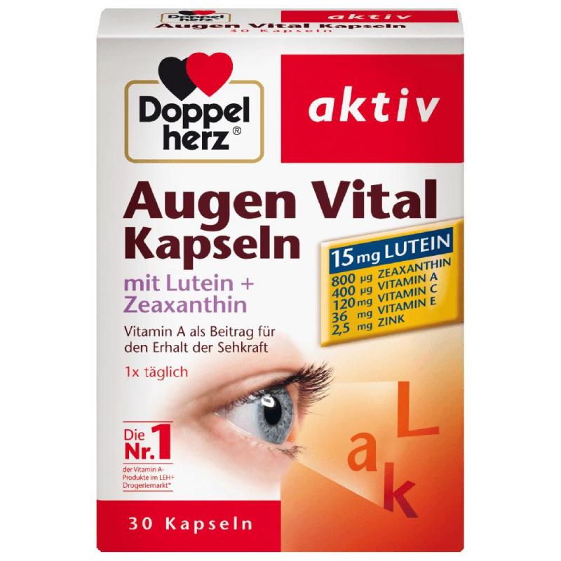 Viên uống tăng cường thị lực, chống mỏi mắt Doppelherz Aktiv Eye Vital Capsules (Hộp 30 viên)