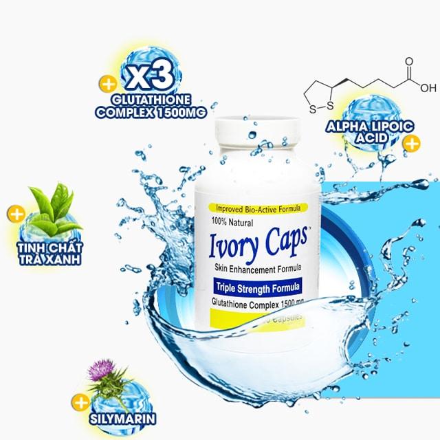 Viên uống trắng da Ivory Caps Triple Strength Formula Glutathione 1500mg