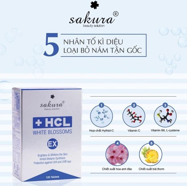 Viên uống trắng da trị nám Sakura HCL White Blossom