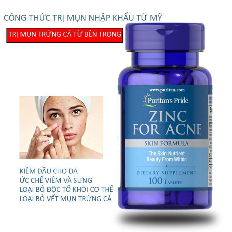 Viên uống ZINC FOR ACNE bổ sung kẽm ngừa mụn của Puritan's Pride 100 viên nhập khẩu Mỹ