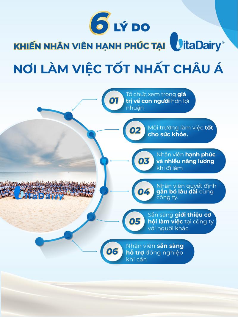 Yếu tố nổi bật trong văn hóa công ty VitaDairy là sự tử tế và làm việc hạnh phúc