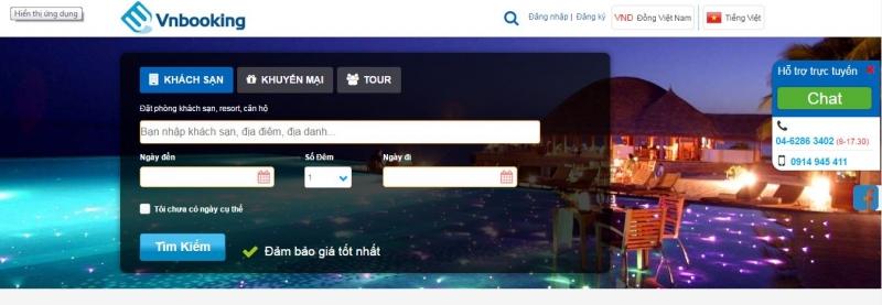 Giao diện website Vnbooking