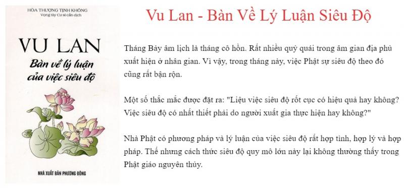 Vu Lan bàn về lý luận của việc siêu độ