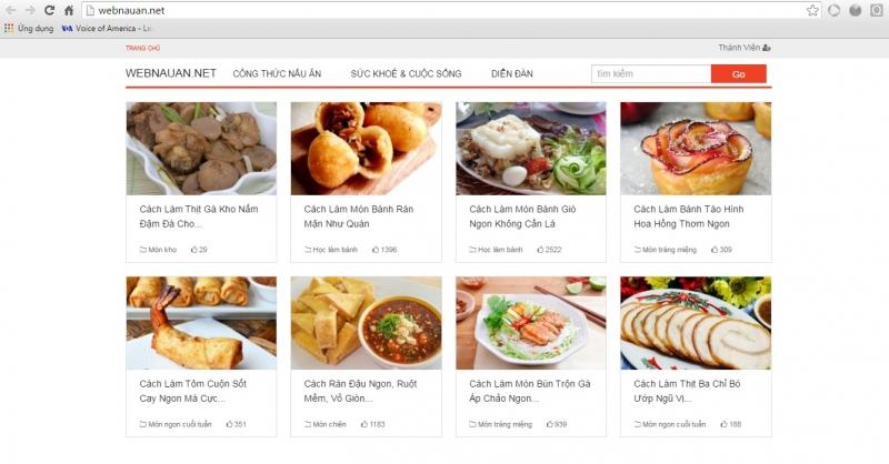 Web nấu ăn