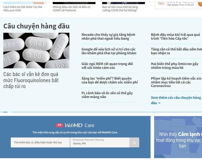 Trang web webmd.com