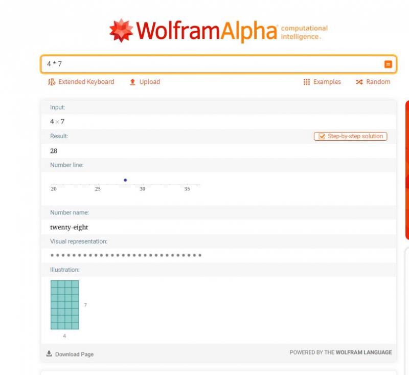 Ví dụ giải toán trên website của WolframAlpha