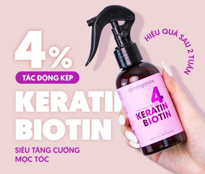 Xịt dưỡng tóc Biotin & Keratin phục hồi tóc, tăng cường mọc tóc Milaganics