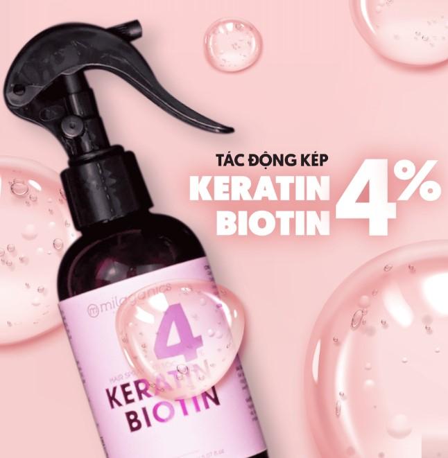 Xịt dưỡng tóc Biotin & Keratin phục hồi tóc, tăng cường mọc tóc Milaganics