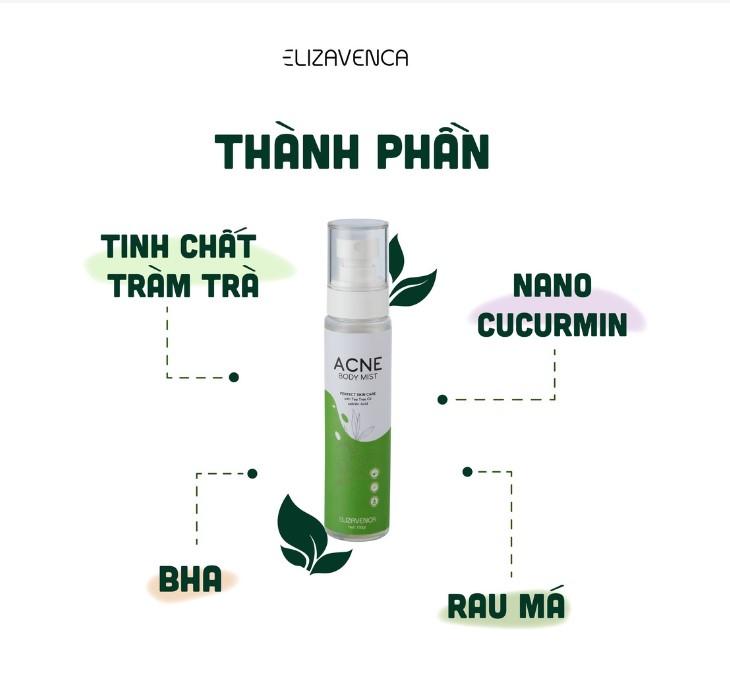 Xịt giảm mụn lưng ngực, thâm mụn nang lông Elizavenca