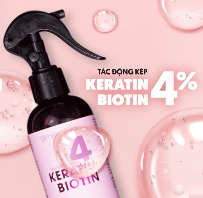 Xịt hỗ trợ mọc tóc Biotin & Keratin phục hồi tóc 4% Milaganics