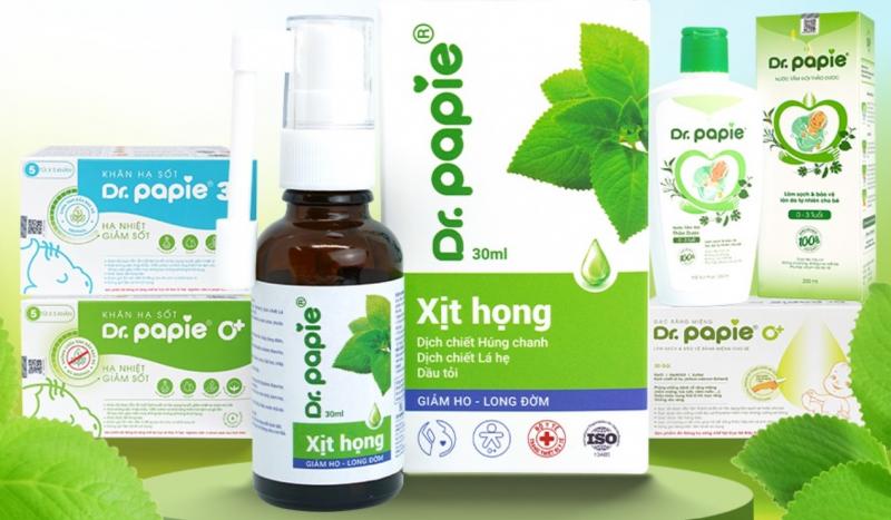 Xịt họng dịch chiết húng chanh Dr.Papie