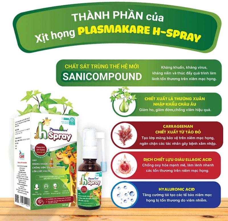 Xịt họng trẻ em PlasmaKare H-Spray