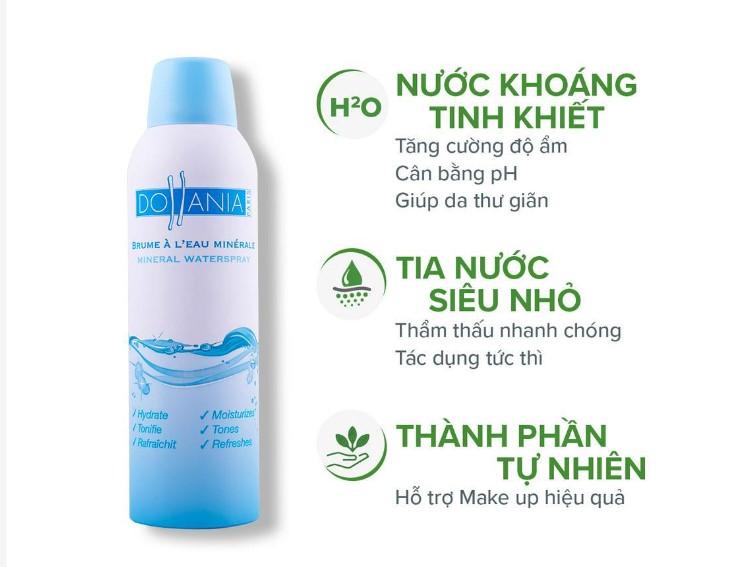 Xịt khoáng dưỡng ẩm, làm dịu da Dollania