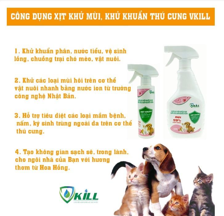 Xịt khử mùi, khử khuẩn thú cưng Vkill