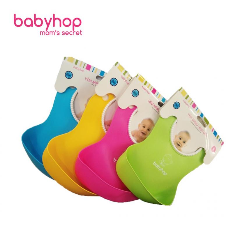 Yếm ăn dặm yếm máng chống rơi vãi Babyhop yếm nhựa mềm PP/TPE an toàn cho bé 4 màu lựa chọn