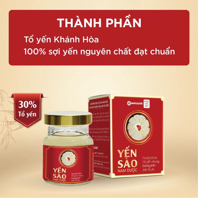 Yến sào Nam Dược tổ yến chưng đường phèn 1 lọ 70ml bồi bổ sức khỏe, tăng sức đề kháng, giảm mệt mỏi