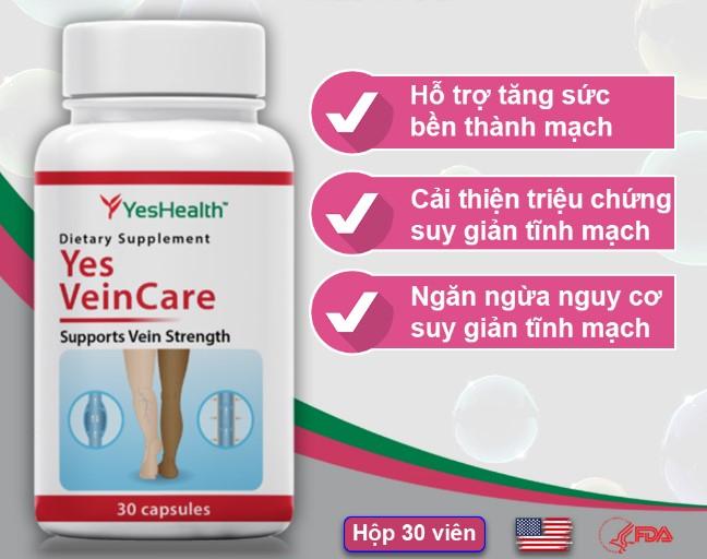 Yeshealth Yes VeinCare - Tăng sức bền thành mạch ngăn ngừa, giảm suy giãn tĩnh mạch