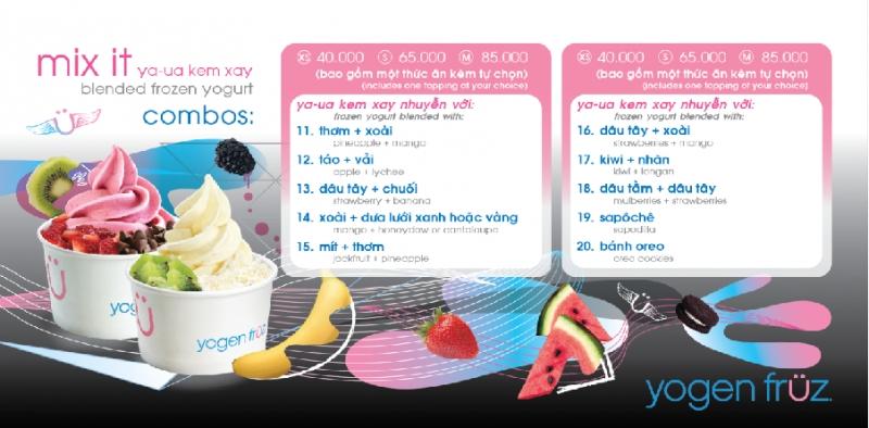 Bảng giá tham khảo yogurt trái cây