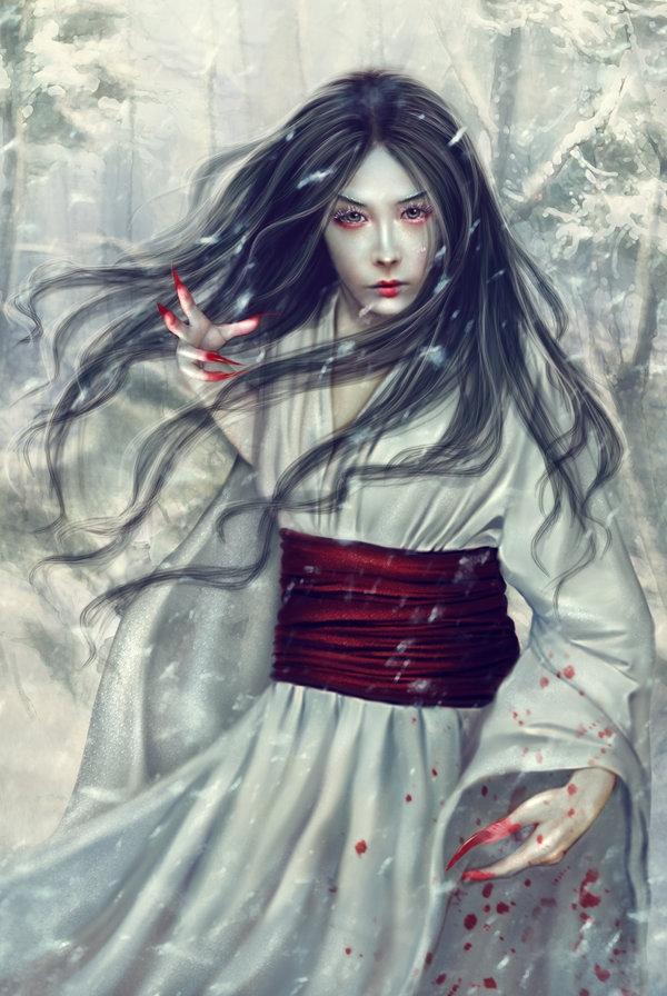 Yuki Onna xinh đẹp trong cơn lạnh lẽo của mùa đông