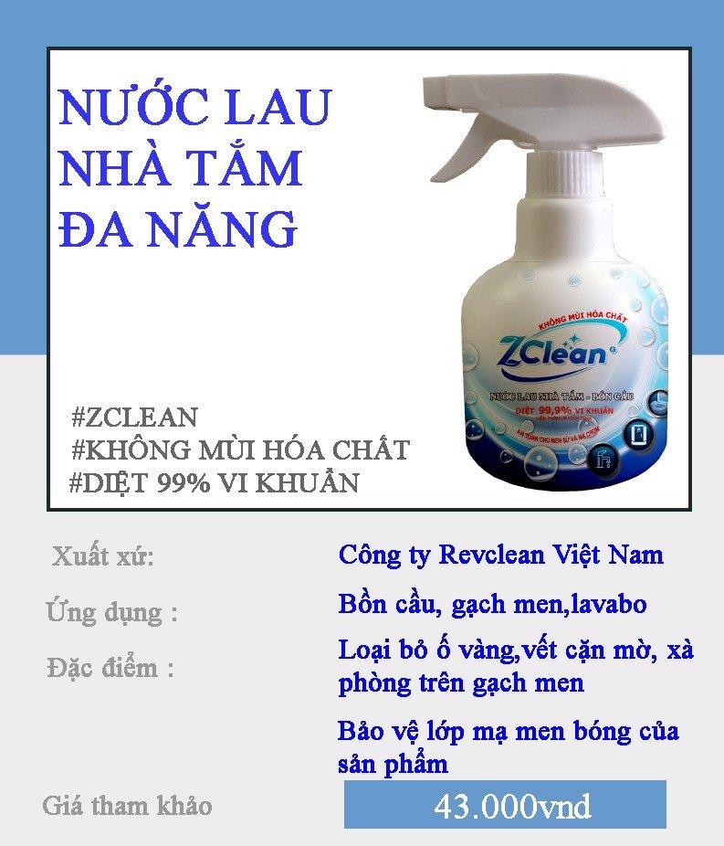 Zclean - Nước lau nhà tắm đa năng